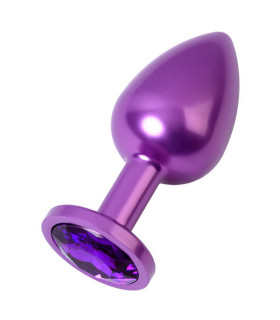 Анальная пробка со стразом, фиолетового цвета, размер М, 8.2 см х 3.4 см - No Taboo