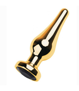 Анальная пробка металлическая с кристаллом, золотистая, 10 см х 3 см - No Taboo