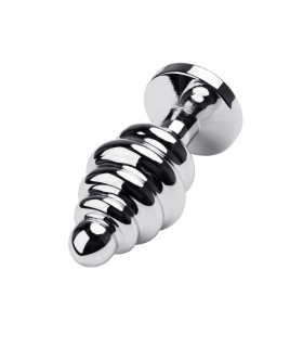 Анальная пробка металлическая с кристаллом красного цвета, 7.2 см х 2.9 см - No Taboo