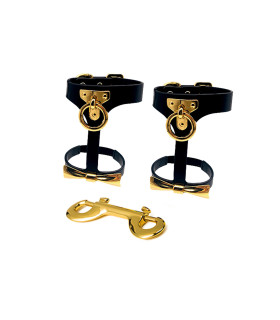 Поножи кожаные UPKO Butterfly Effect итальянская кожа, черного цвета с золотыми деталями - No Taboo