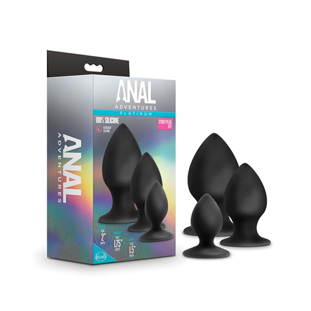 Набор анальных пробок Anal Adventures, черного цвета, 3 шт (43020), zoom