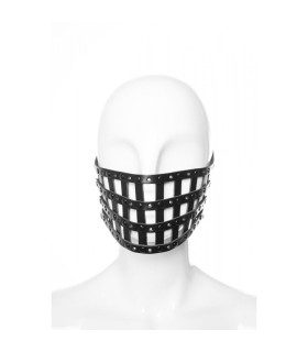 Маска на нижнюю половину лица Grid1 Candy Hero, черная с черными заклепками - No Taboo