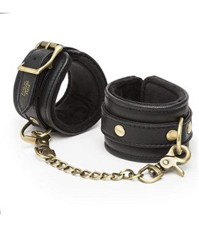 Наручники з ланцюжком Fifty Shades of Grey Bound to You з штучної шкіри, чорні - No Taboo