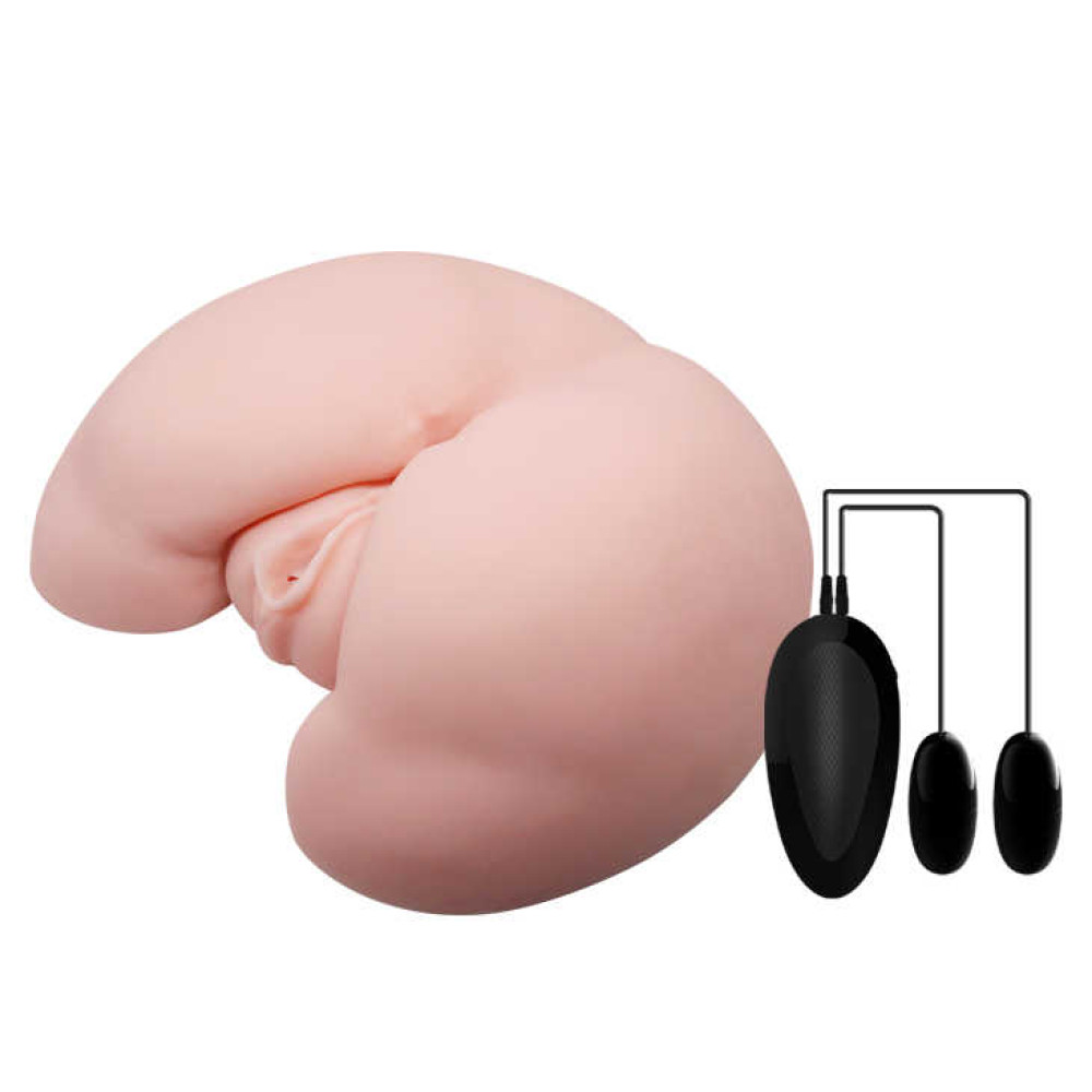 Мастурбатор попка з двома отворами з вібрацією, бежевий, 25 см х 22 см (44025), zoom