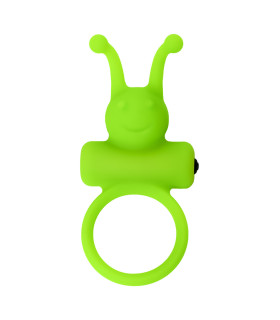 Ерекційне віброкільце на пеніс з вусиками із силікону, зелене, 3.1 см - No Taboo