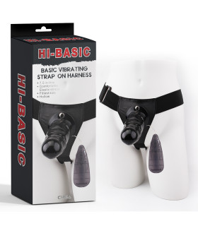 Страпон-фаллопротез з вібрацією на пульті керування, чорний, 19 см х 4.6 см - No Taboo