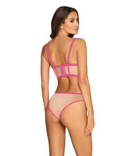 Эротичный комплект с яркими элементами Obsessive бежевый, розовый, L/XL - No Taboo