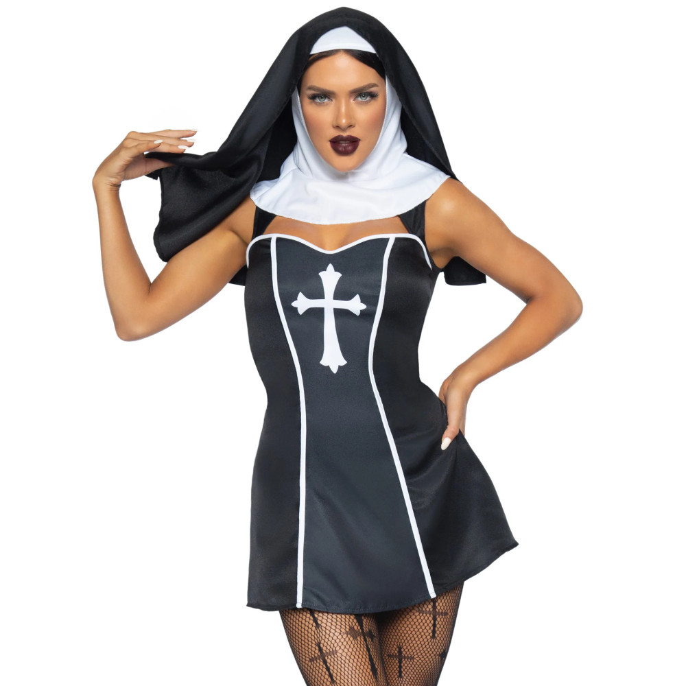 Костюм монашки Leg Avenue, XS, Naughty Nun 2 предмета, черный (53028), zoom