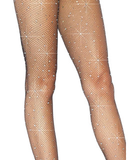 Колготки зі стразами Leg Avenue Rhinestone у дрібну сіточку, чорні, O/S - No Taboo