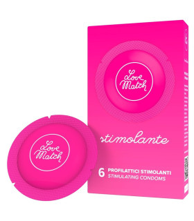 Гумки стимулюючі Love Match Stimolante Ribs & Dots латекстні, 54 мм, 6 шт - No Taboo