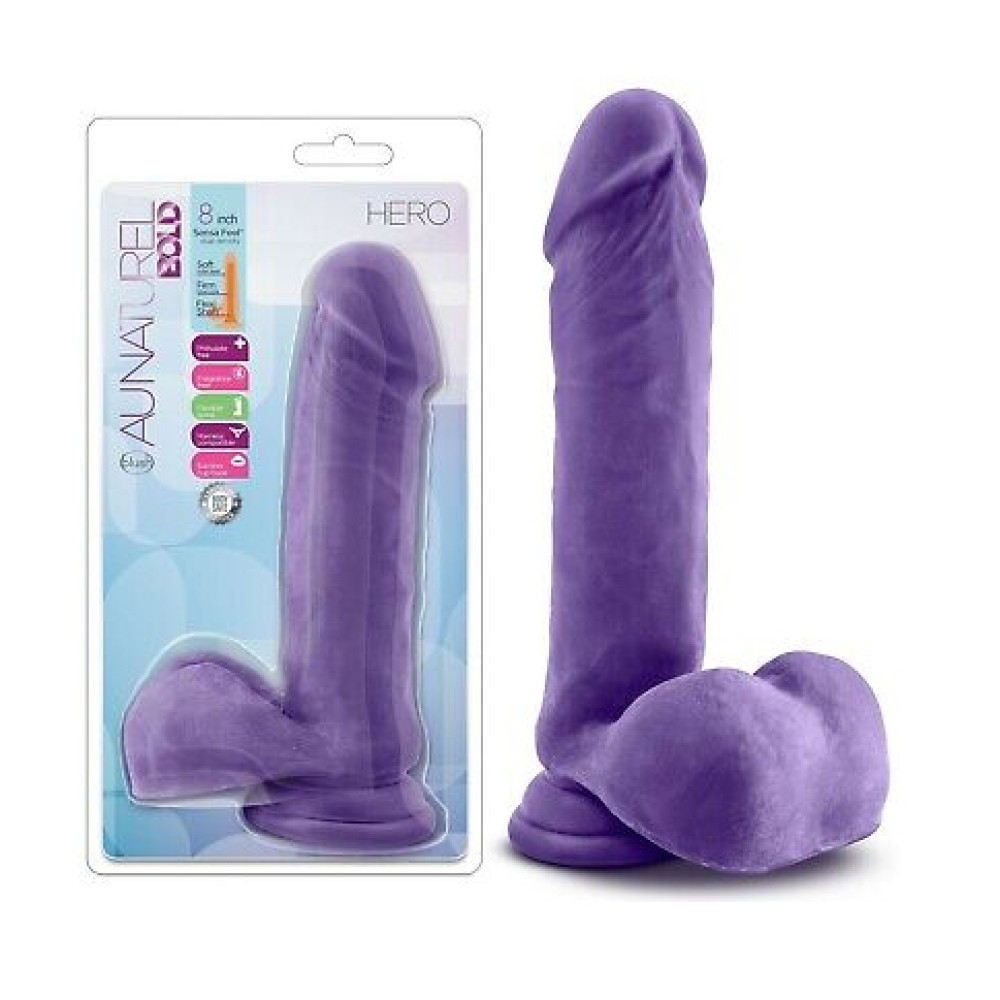 Фаллоимитатор реалистичный на присоске Au Naturel из киберкожи, фиолетовый, 20.3 см х 4.4 см (41807), zoom