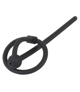 Уретральный катетер с отверстием для Piss Play с кольцом на пенис, черный, 12 см х 0.6 см - No Taboo