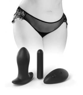 Вибратор в трусики Hookup Panties Remote Princess, XL-XXL, со съемной вибропулей, черного цвета - No Taboo