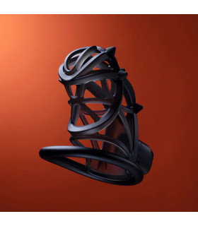 Мужской пояс верности UPKO Caged Beast Male Chastity Device Kit, черный - No Taboo