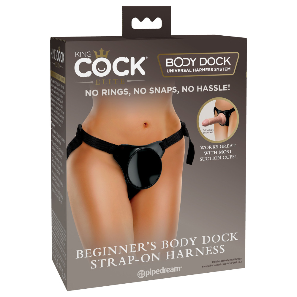 Крепление для страпона вакуумное Pipedream King Cock Elite Body Dock на ремнях, 8.6 см, черное (52751), zoom