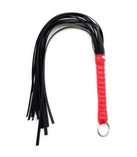 Флоггер (плеть) кожаный Fetish Flogger Leather черный с красным, 65 см - No Taboo