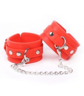 Наручники із заклепками IDEA SM силіконові, червоні, 30 х 5.5 см - No Taboo