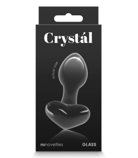 Анальная пробка из стекла, 3 см х 8.7 см, Crystal Heart с ограничителем в форме сердца, черная - No Taboo