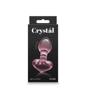 Анальная пробка из стекла, 3 см х 8.7 см, Crystal Heart с ограничителем в форме сердца, розовая - No Taboo