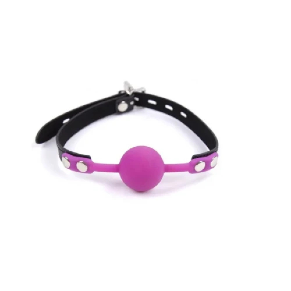 Кляп силіконовий із замком Silicone Ball Gag із замком, фіолетовий, 4 см (204947), zoom