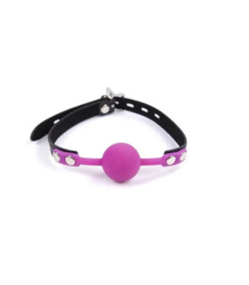 Кляп силіконовий із замком Silicone Ball Gag із замком, фіолетовий, 4 см - No Taboo