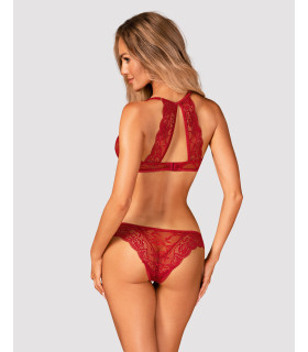 Комплект сексуальної білизни Obsessive Ivetta, мереживний, червоний, розмір S/M - No Taboo