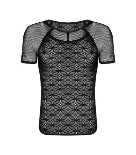 Чоловіча футболка Obsessive T102 у сіточку, чорна, S/M/L - No Taboo