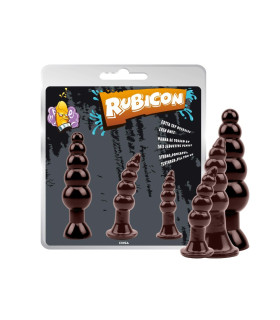Набор анальных плагов Chisa Rubicon 3 пробки разного размера, коричневого цвета - No Taboo