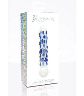 Фаллоимитатор стеклянный с рельефом Diamond Dazzler прозрачный с голубым, 18 см х 3.5 см - No Taboo