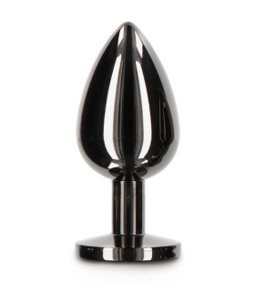 Анальная пробка с кристаллом, L, Taboom Diamond Jewel, металл, черная, 9.5 х 4.1 см - No Taboo