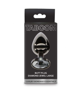 Анальная пробка с кристаллом, L, Taboom Diamond Jewel, металл, черная, 9.5 х 4.1 см - No Taboo