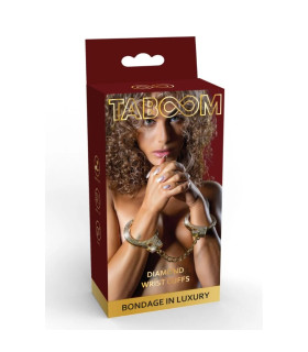 Наручники со стразами Taboom Diamond Wrist Cuffs Gold с 2 ключами, 6.5 см - No Taboo