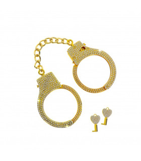 Наручники со стразами Taboom Diamond Wrist Cuffs Gold с 2 ключами, 6.5 см - No Taboo