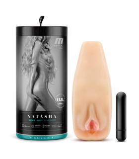 Мастурбатор-вагина Blush M for Men с виброкулей, бежевый, 17.7 х 6.4 см - No Taboo