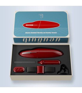 Вибратор трансформер с вращением, фрикциями и подогревом Qingnan No.9, с подставкой и пультом, красный - No Taboo