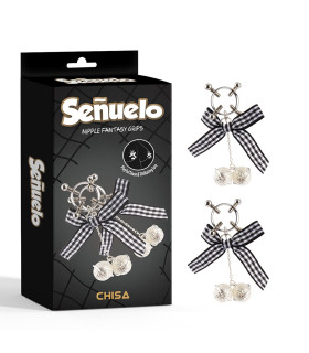Зажимы для сосков Chisa Senuelo с бантиками и колокольчиками, серебристые - No Taboo