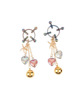 Зажимы для сосков Chisa Senuelo с колокольчиками и кулонами, радужные - No Taboo