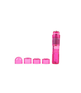 Мини-вибратор со сменными насадками Ultimate Massager Pink CHISA, 10 см х 2.5 см - No Taboo