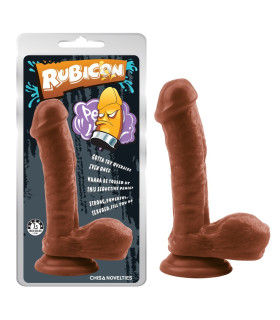 Фалоімітатор реалістичний на присосці Chisa Rubicon з мошонкою, коричневий, 19 х 4.7 см - No Taboo