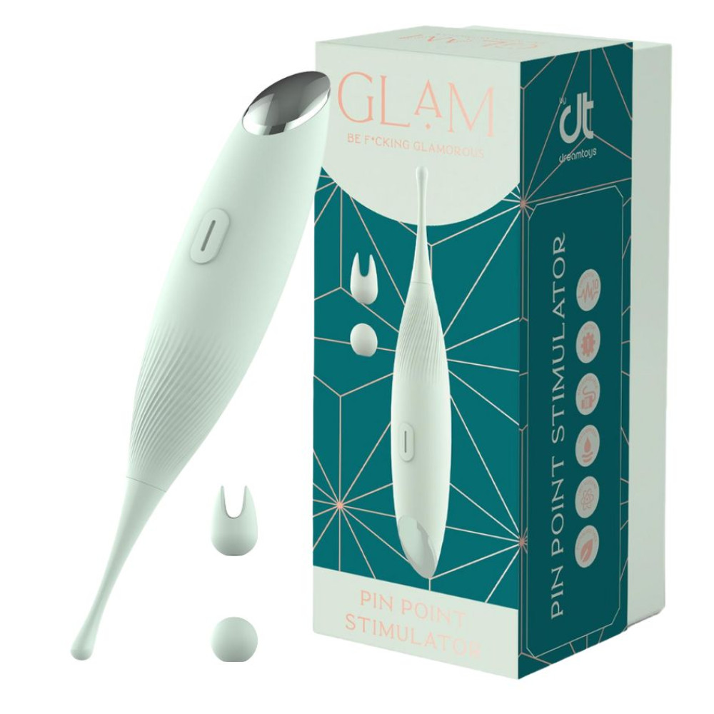 Вибратор для клиторальной стимуляции Dream Toys Glam Pin Point Stimulator, с двумя насадками, мятный (332246), zoom
