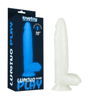 Фаллоимитатор светящийся в темноте Lovetoy Lumino Play Dildo 10 реалистичный на присоске, 26 см х 5 см - No Taboo