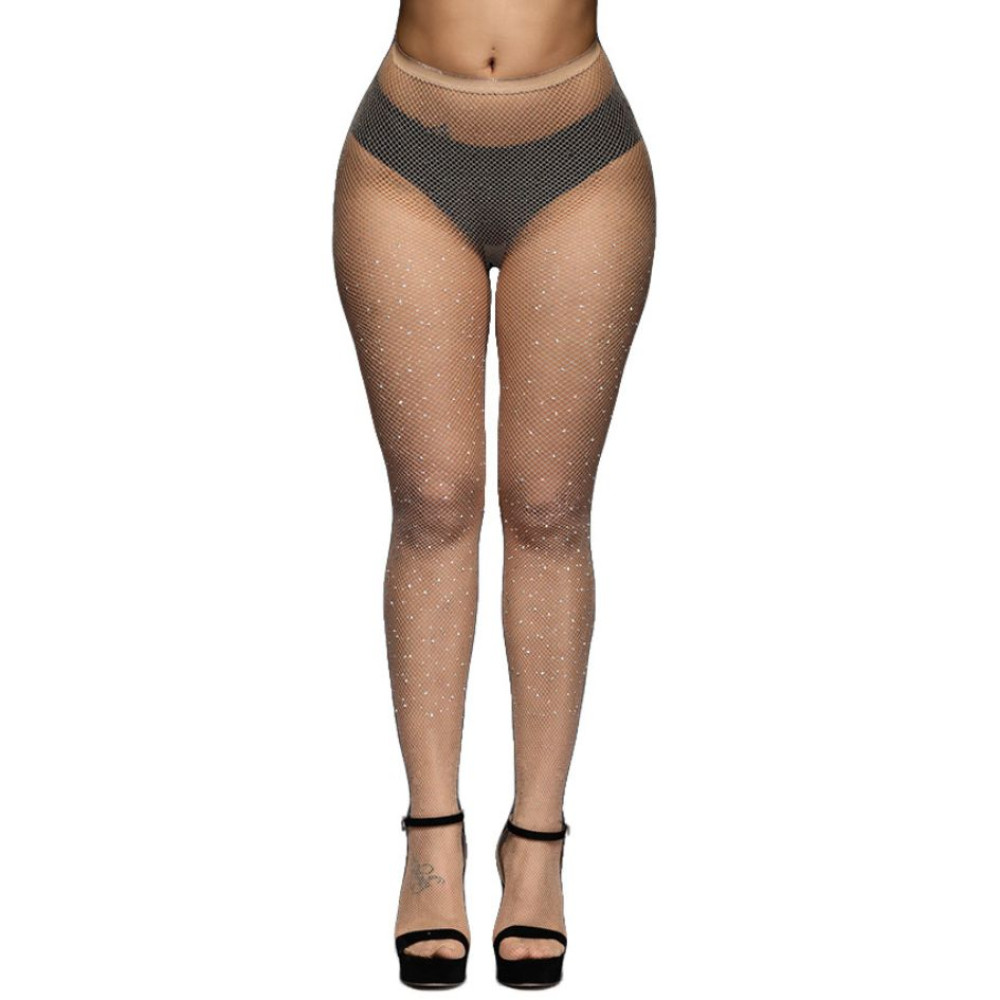 Колготки в сітку зі стразами Star Night Diamonds беж, XS-M (332516), zoom