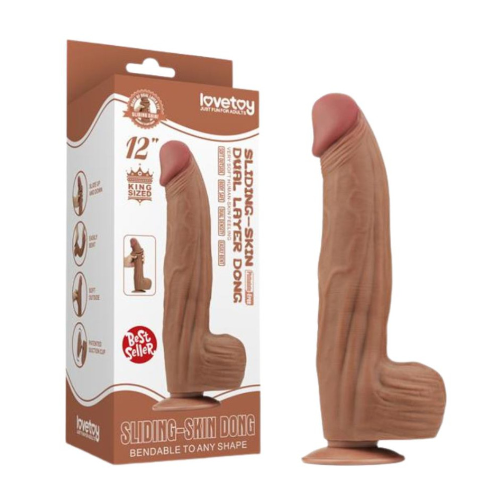 Фаллоимитатор реалистичный гигант Lovetoy коричневый, 31 х 6.2 см (332180), zoom