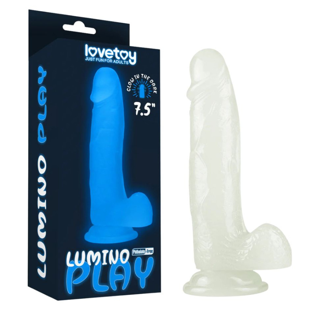 Фаллоимитатор светящийся в темноте Lovetoy Lumino Play Dildo 7.5 реалистичный на присоске, 19.5 х 4.6 см (332166), zoom
