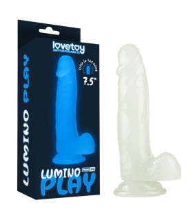 Фаллоимитатор светящийся в темноте Lovetoy Lumino Play Dildo 7.5 реалистичный на присоске, 19.5 х 4.6 см - No Taboo