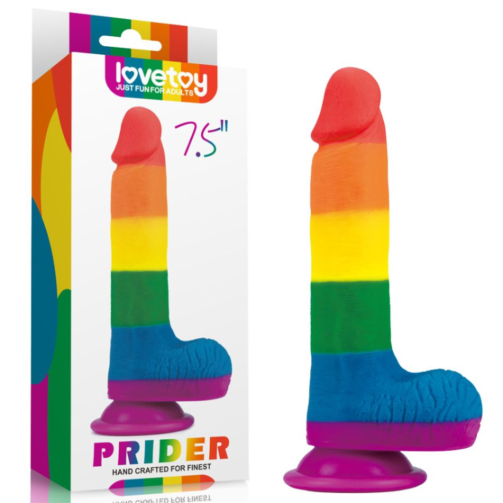 Фалоімітатор на присоску Lovetoy Prider Dildo 7.5 Різнокольоровий, 19.5 х 4 см (332177), zoom