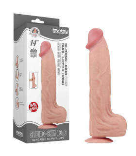 Фаллоимитатор реалистичный гигант Lovetoy Sliding-Skin Dual Layer Dong 14 бежевый, 36 х 6.6 см - No Taboo