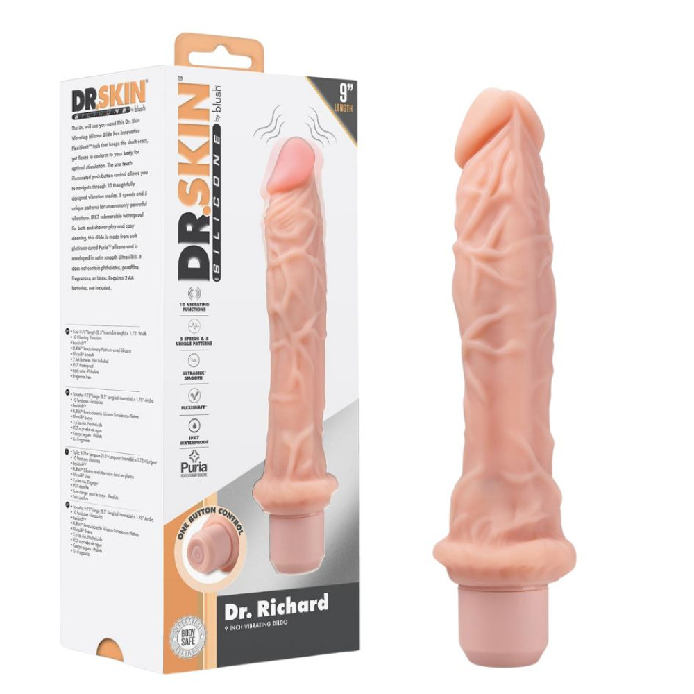 Вибратор многоскоростной Blush Dr. Skin гибкий, бежевый, 25.4 х 4.4 см (332276), zoom