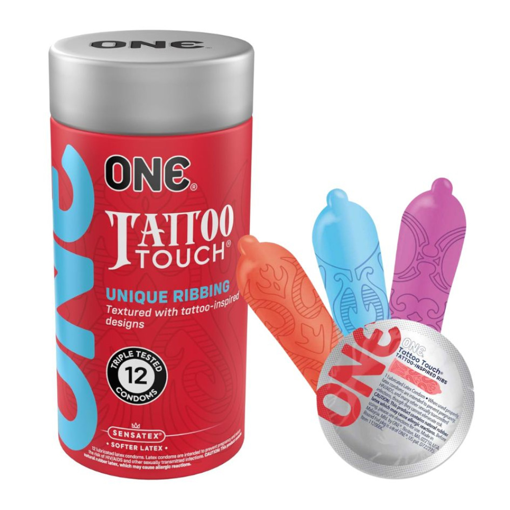 Презервативи набір асорті ONE Tattoo Touch в коробці, 12 шт (332860), zoom