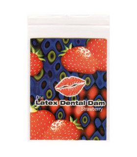 Салфетка для кунилингуса латексная Strawberry Latex Dental Dams для орального секса, 1 шт - No Taboo
